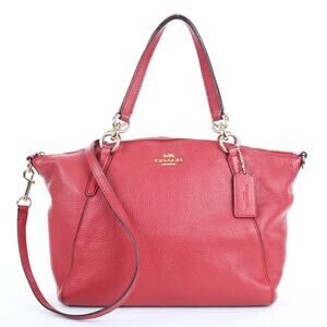 Coach Kelsey Red Pebbled Leather Bag - Pre-Owned
